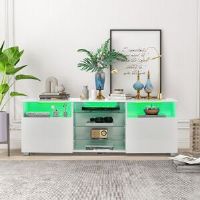 Metro TV Stand Modern Entertainment Center Media Console Table For 65 Inch TV White 65"