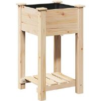 Dakota Fields Garden Planter With Shelf 76 Cm Solid Wood Fir Beige 76.5cm x 45cm x 45cm