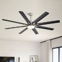 Ebern Designs 168Cm 8-Blade Ceiling Fan With Dimmable Led Light And Smart Remote Control Reversible DC Motor Nickel 168cm