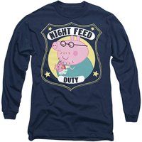 Peppa Pig - Daddy Pig Night Feed Duty Unisex Long Sleeve T-Shirt S-2XL, Navy
