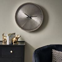 Borough Wharf Metal Wall Clock Silver 50cm W X 50cm H X 5cm D