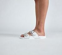 Kaltur Womens Pinstud 2-Strap Slide - White - Size 3