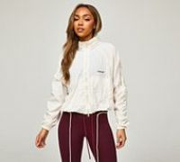 twenty8 Womens Ruched Light Jacket - Cream - Size S