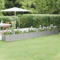 Garden Raised Bed Powder-coated Steel 440x80x36 cm Silver