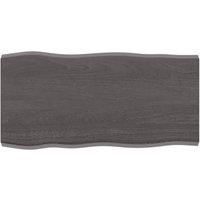 Table Top Dark Grey 80x40x(2-4) cm Treated Solid Wood Live Edge