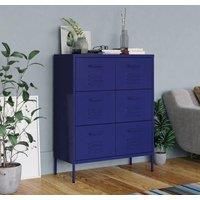 Drawer Cabinet Navy Blue 80x35x101.5 cm Steel