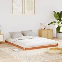 Bed Frame without Mattress Wax Brown 150x200 cm King Size Solid Wood Pine