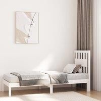 Bed Frame White Solid Wood Pine 75x190 cm Small Single