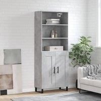 Highboard Concrete Grey 69.5x34x180 cm Engineered Wood