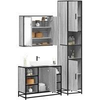 3 Piece Bathroom Furniture Set Grey Sonoma Engineered Wood