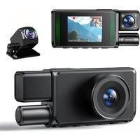 WIFI Dash Cam 4K 3 Channel Car DVR Camera Front and Rear View Driving Recorder with Night Vision 24H Parking Monitor Loop Record