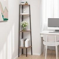 4-Tier Corner Shelf Dark Brown and Black 45.5x31.5x150 cm