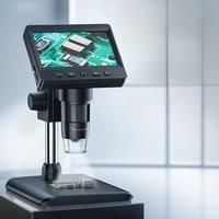 Digital Microscope 4.3-inch IPS HD Color Large Screen 1600X Magnification Coin Microscope 1080P for