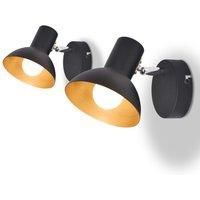 Wall Lamps 2 pcs for 2 Bulbs E27 Black and Gold