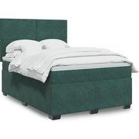Box Spring Bed with Mattress Dark Green 140x190 cm Velvet
