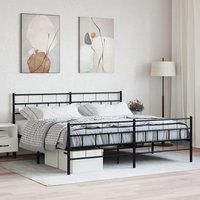 Metal Bed Frame with Headboard and Footboard Black 193x203 cm