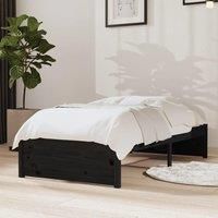 Bed Frame Black Solid Wood 75x190 cm Small Single