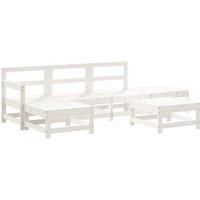 6 Piece Garden Lounge Set White Solid Wood Pine