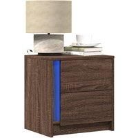 Bedside Cabinets with LED Lights 2 pcs Brown Oak Engineered Wood