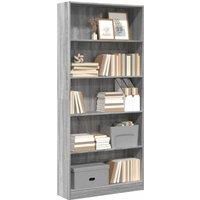 Bookcase Grey Sonoma 80x24x176 cm Engineered Wood