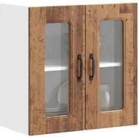 Kitchen Wall Cabinet with Glass Door Kalmar Old Wood Engineered Wood