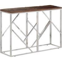 Console Table Silver Stainless Steel and Solid Wood Sleeper