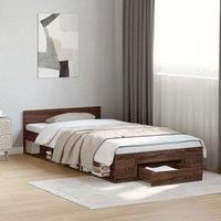 Bed Frame with Drawer without Mattress Brown Oak 100x200 cm