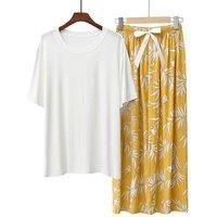 Unisex White Floral Comfortable Modal Sleepwear Set - 9 Colours