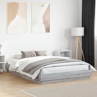 Bed Frame with LED without Mattress Grey Sonoma 150x200 cm King Size