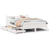 Bed Frame with Drawers White 120x190 cm Small Double Solid Wood Pine