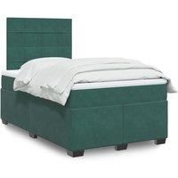 Box Spring Bed with Mattress Dark Green 120x190 cm Small Double Velvet