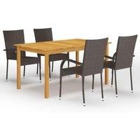 5 Piece Garden Dining Set Brown