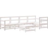 6 Piece Garden Lounge Set White Solid Wood Pine