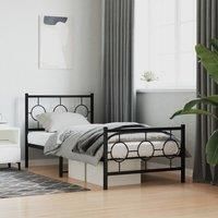 Metal Bed Frame without Mattress with Footboard Black 90x200cm