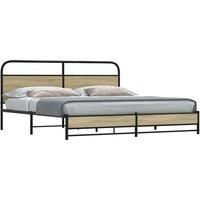 Metal Bed Frame without Mattress Sonoma Oak 180x200 cm Super King