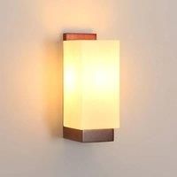 Indoor Wall Light,Vintage Wood Wall Lamp E27,Creative Glass Lampshade Wall Lighting for Corridor