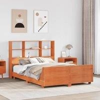 Bed Frame without Mattress Wax Brown 140x200 cm Solid Wood Pine