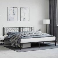 Berkfield Home Metal Bed Frame without Mattress with Headboard Black 193x203cm | Size: 193x203 cm