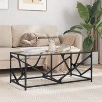 Coffee Table with Transparent Glass Top 98.5x50x41 cm Steel
