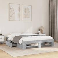 Bed Frame without Mattress Concrete Grey 160x200cm Engineered Wood
