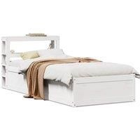 Bed Frame with Headboard White 75x190 cm Small Single Solid Wood Pine