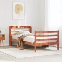 Bed Frame without Mattress Wax Brown 90x200 cm Solid Wood Pine
