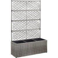 Trellis Raised Bed with 3 Pots 83x30x130 cm Poly Rattan Grey