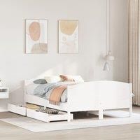 Bed Frame without Mattress White 150x200 cm King Size Solid Wood Pine