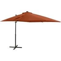 Cantilever Umbrella with Pole and LED Lights Terracotta 250 cm