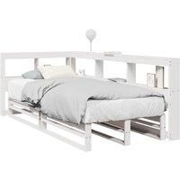 Bookcase Bed without Mattress White 100x200cm Solid Wood Pine
