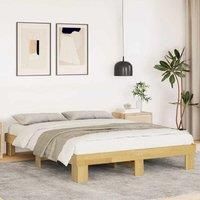 Bed Frame without Mattress 135x190 cm Double Solid Wood Oak