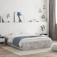 Bed Frame with Drawers without Mattress Concrete Grey 150x200 cm King Size
