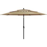 3-Tier Parasol with Aluminium Pole Taupe 3.5 m