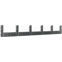 U-shape Gabion Basket with 6 Posts Iron 620x20x100 cm